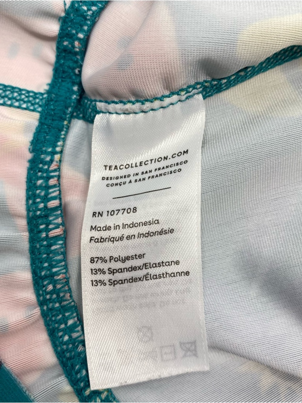 Tea Collection Teal Floral & Watermelon Ruffle Rashguard - Picture 4 of 5